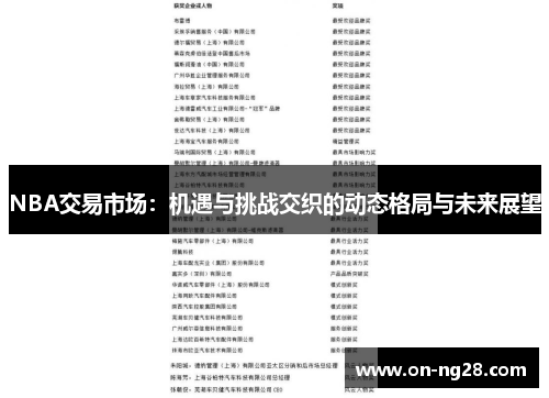 NBA交易市场：机遇与挑战交织的动态格局与未来展望